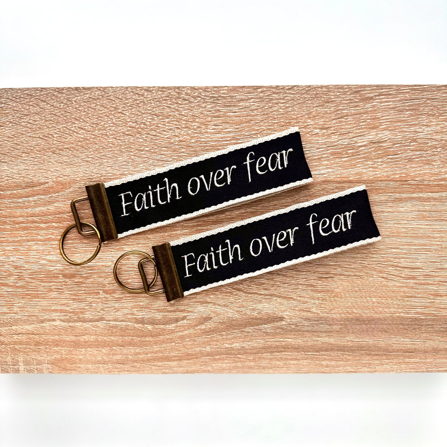 Faith Over Fear | Embroidered Christian Wristlet Keychain