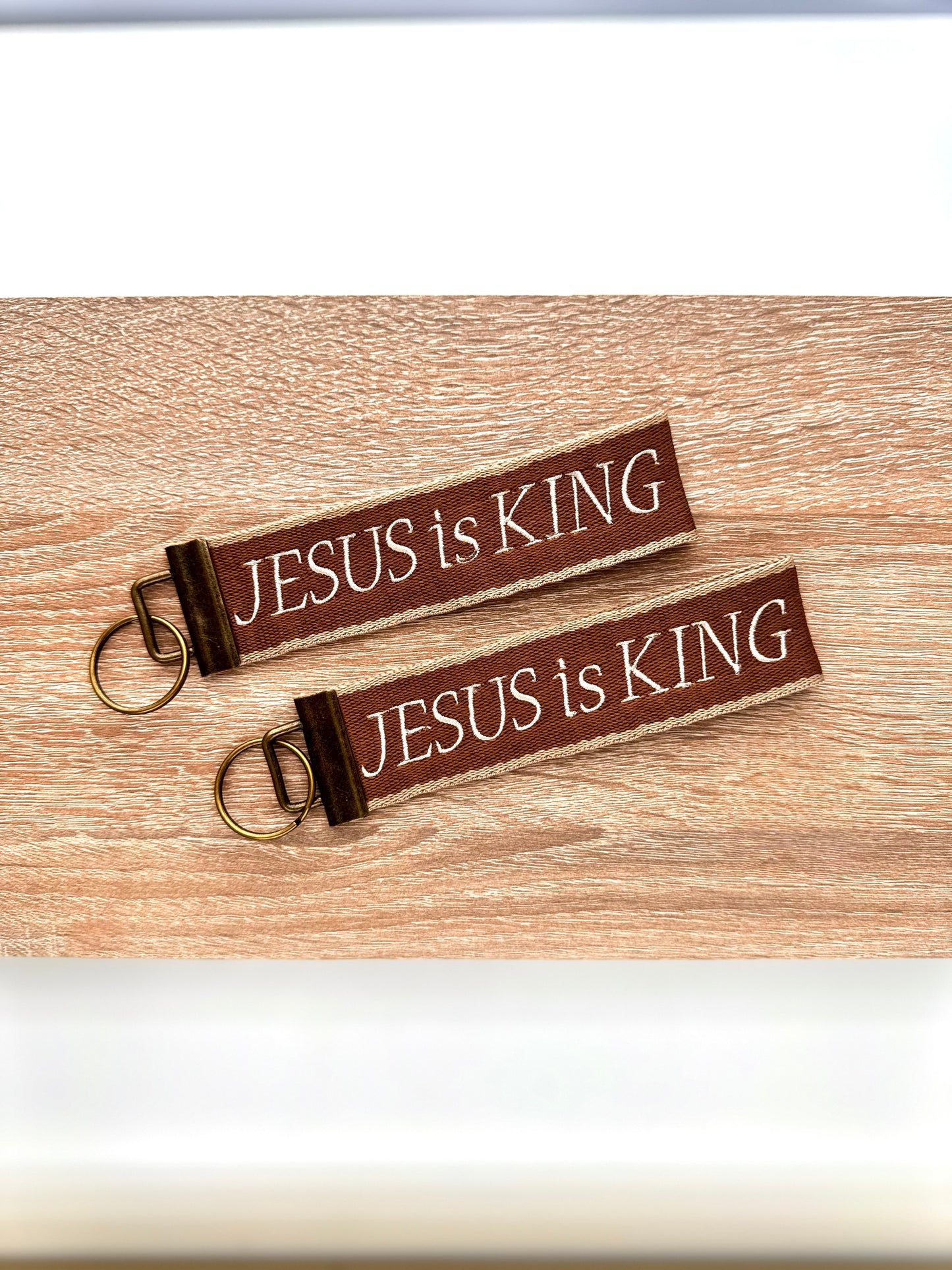 Jesus is King | Embroidered Christian Wristlet Keychain