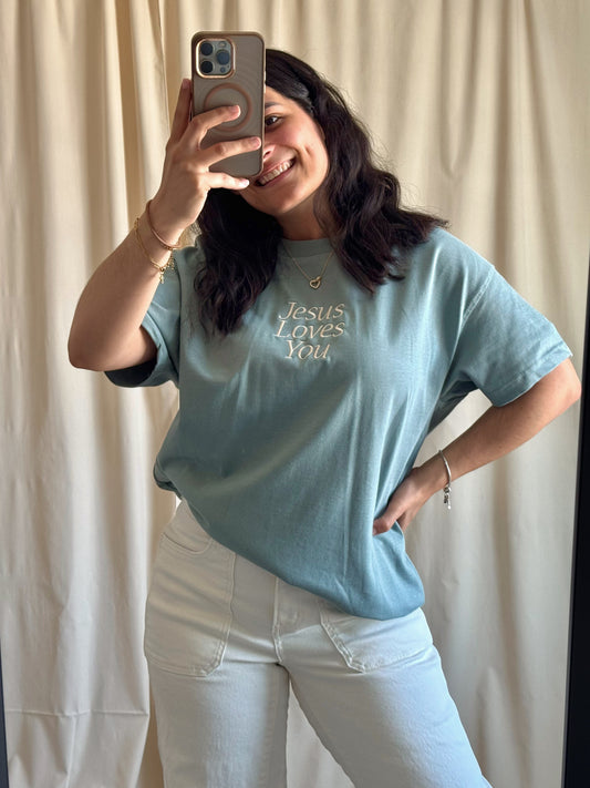 Jesus Loves You - Oversized Embroidered T-Shirt