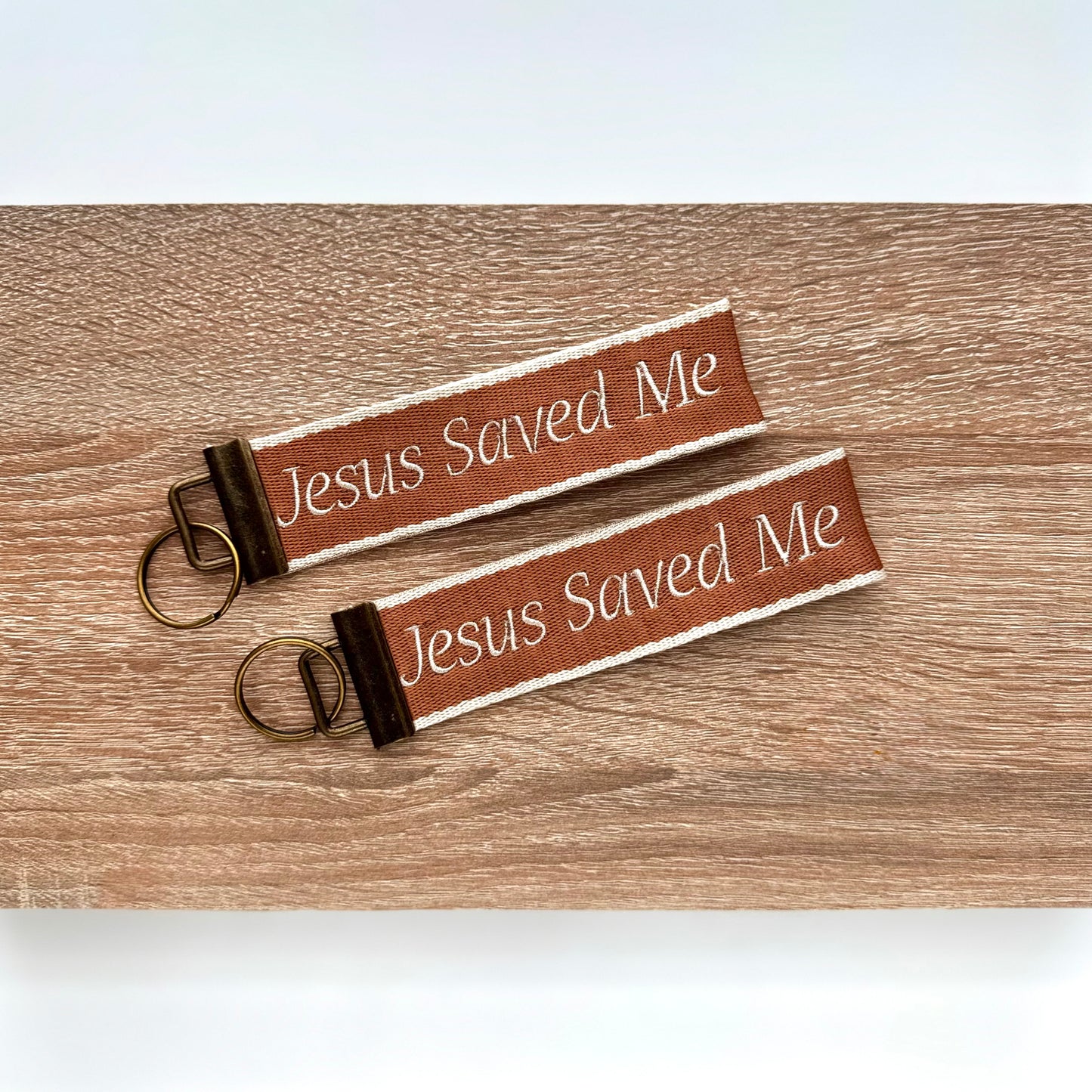 Jesus Saved Me | Embroidered Christian Wristlet Keychain