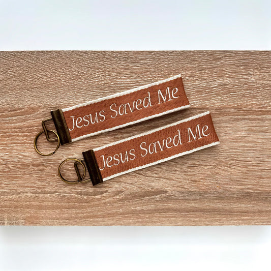 Jesus Saved Me | Embroidered Christian Wristlet Keychain