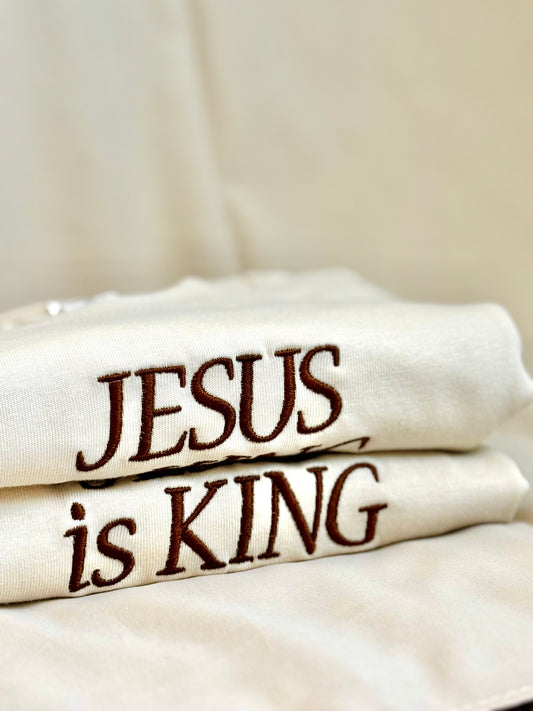 Jesus is King - Oversized Embroidered T-Shirt