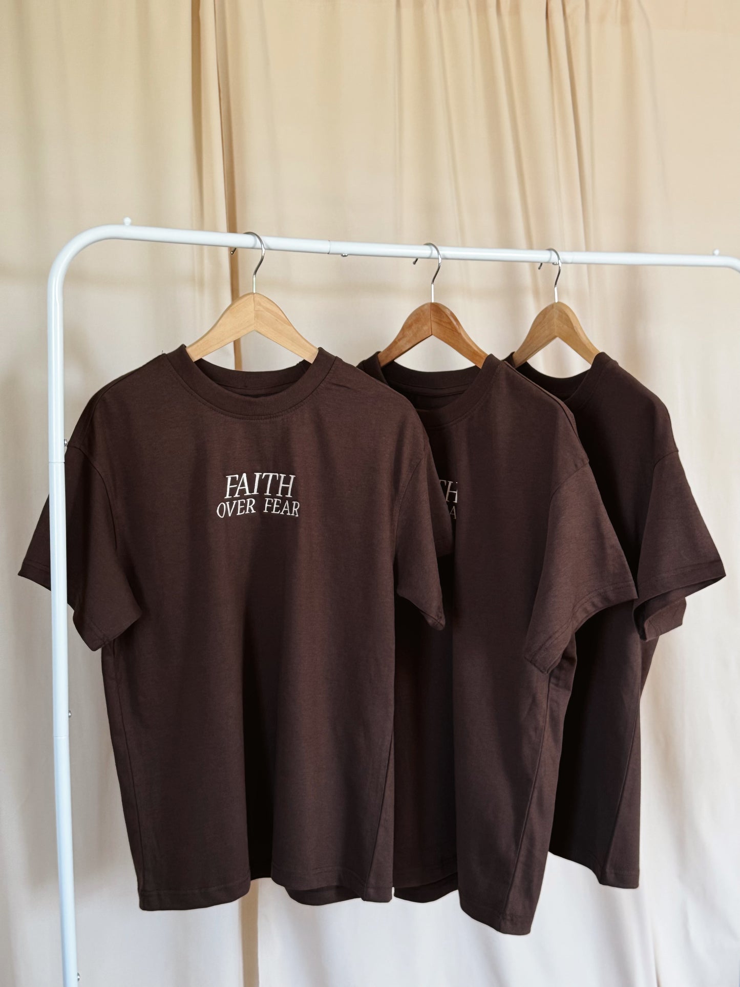 Faith Over Fear - Oversized Embroidered T-Shirt