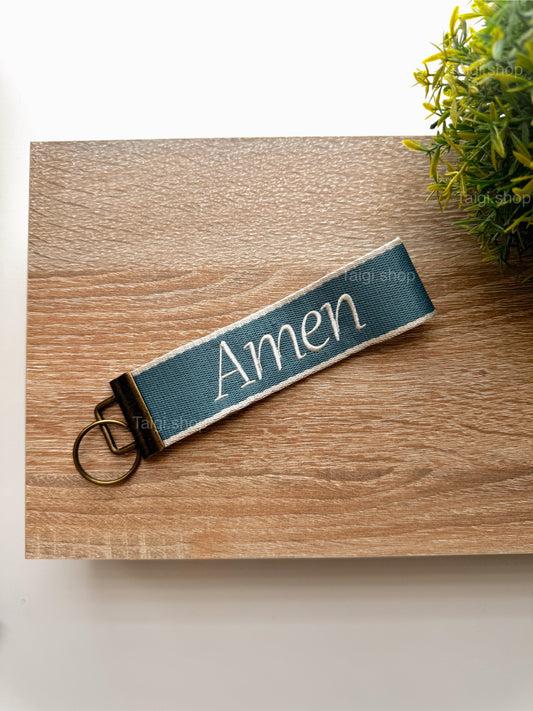 AMEN | Embroidered Christian Keychain