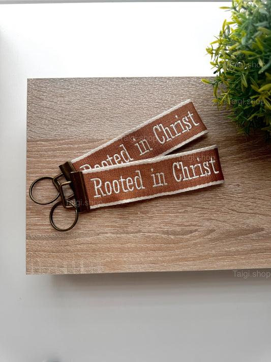 Rooted in Christ | Embroidered Christian Keychain