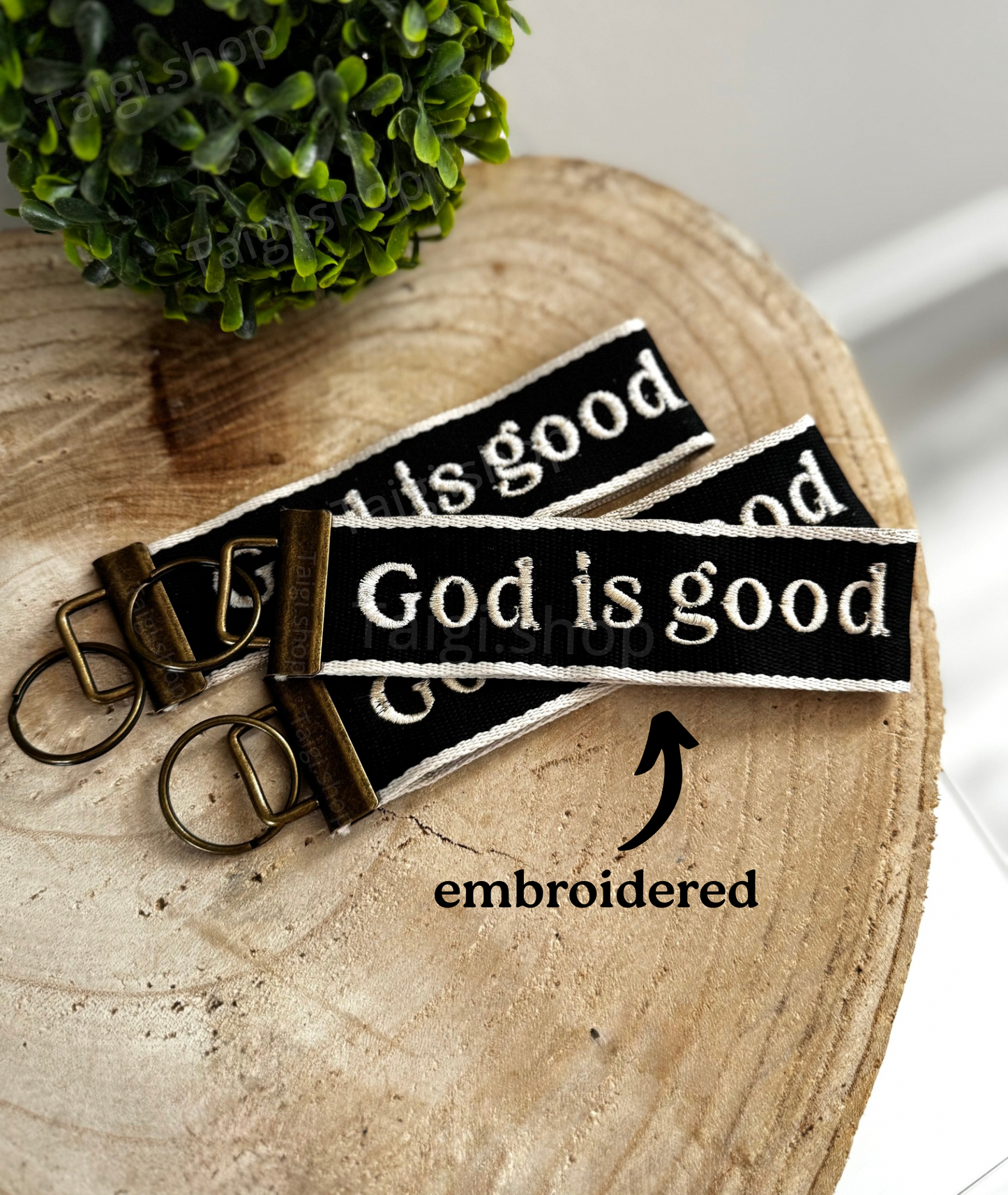 God is Good | Embroidered Christian Wristlet Keychain