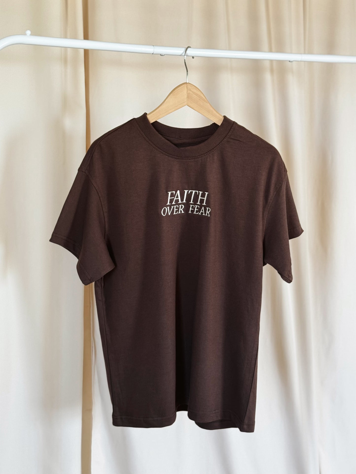 Faith Over Fear - Oversized Embroidered T-Shirt