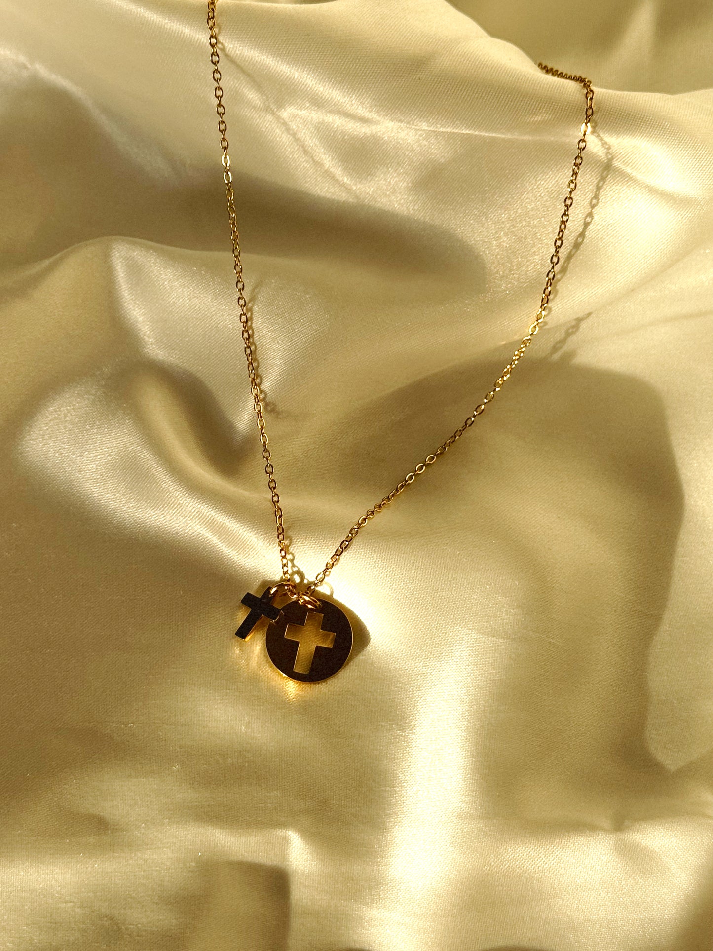 Cross Charm Necklace - Saved by Grace