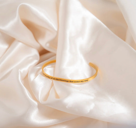 I am worthy… | Gold Affirmation Cuff Bracelet